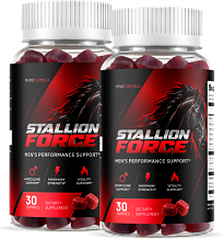 Two bottles of Stallion Force daily men's vitality gummy